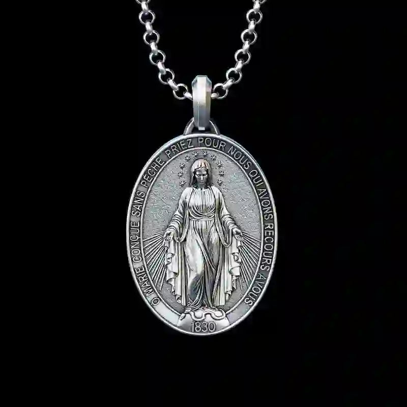 Collana con ciondolo Maria in argento lavorato a mano Christianartworkshop , gioielli religiosi - image 1