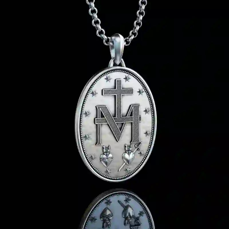 Collana con ciondolo Maria in argento lavorato a mano Christianartworkshop , gioielli religiosi - image 2