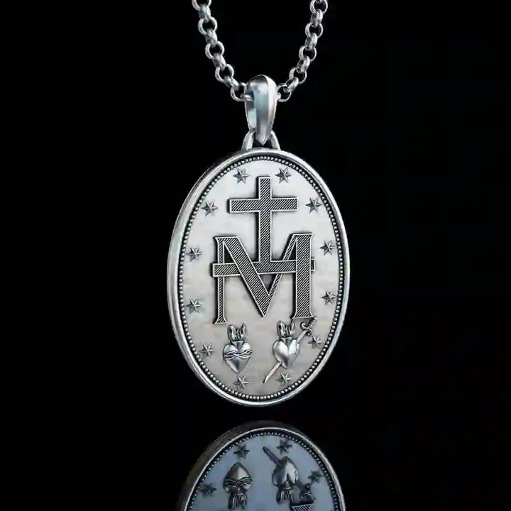 Collana con ciondolo Maria in argento lavorato a mano Christianartworkshop , gioielli religiosi - image 2