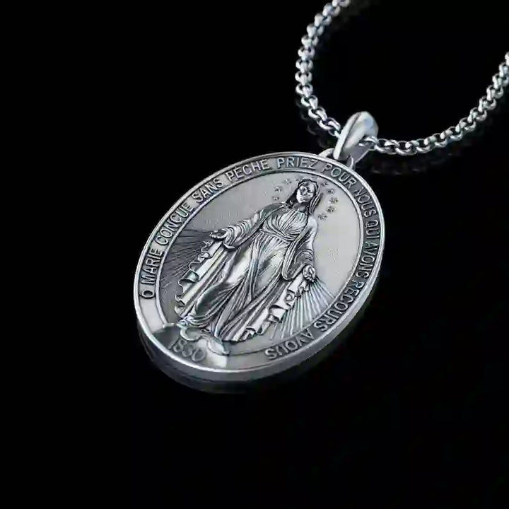 Collana con ciondolo Maria in argento lavorato a mano Christianartworkshop , gioielli religiosi - image 3