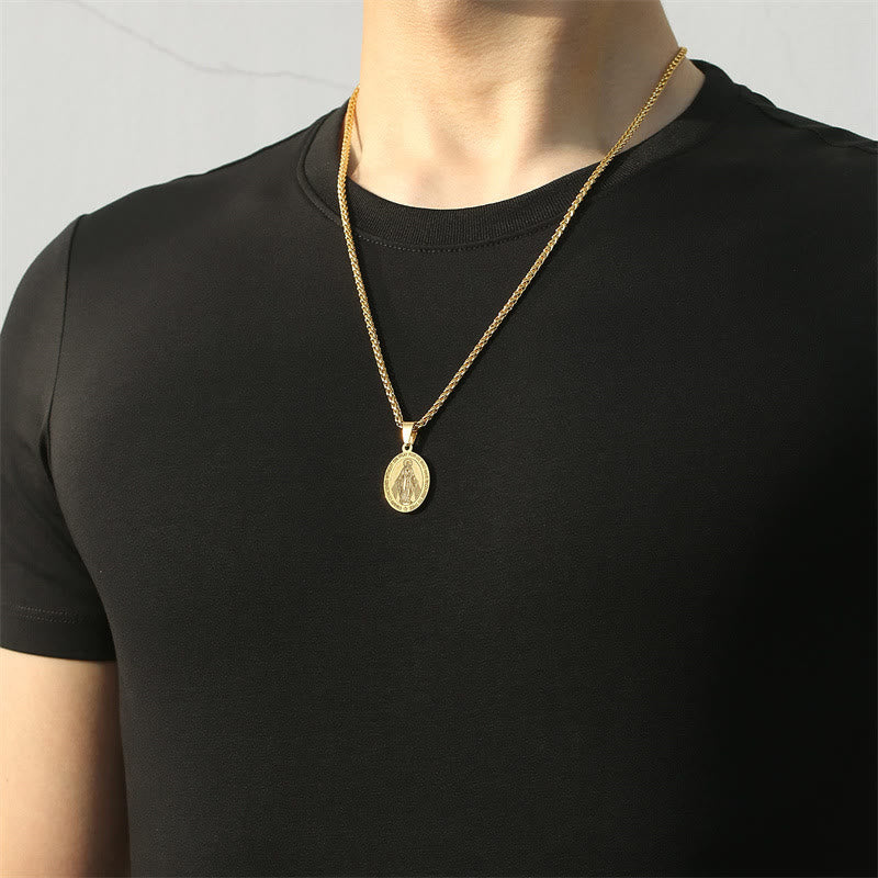 Collana religiosa con ciondolo di Maria miracolosa Christianartworkshop - image 2