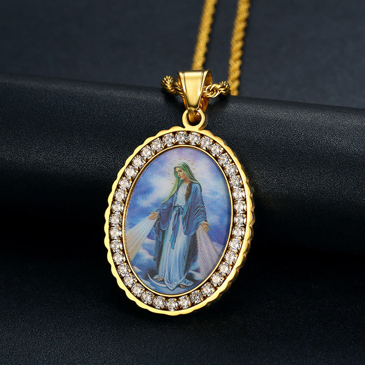 Christianartworkshop Collana con dipinto della Vergine Maria, icona religiosa, gioielli - Vergine Maria - image 0