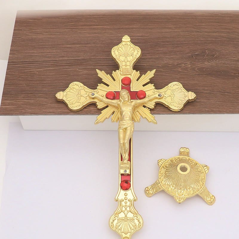 Decorazione ornamentale del crocifisso in piedi del Signore Gesù Cristo - D'oro - image 3