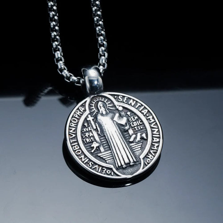 Christianartworkshop Collana con simbolo di San Benedetto a doppia faccia - Argento - image 7