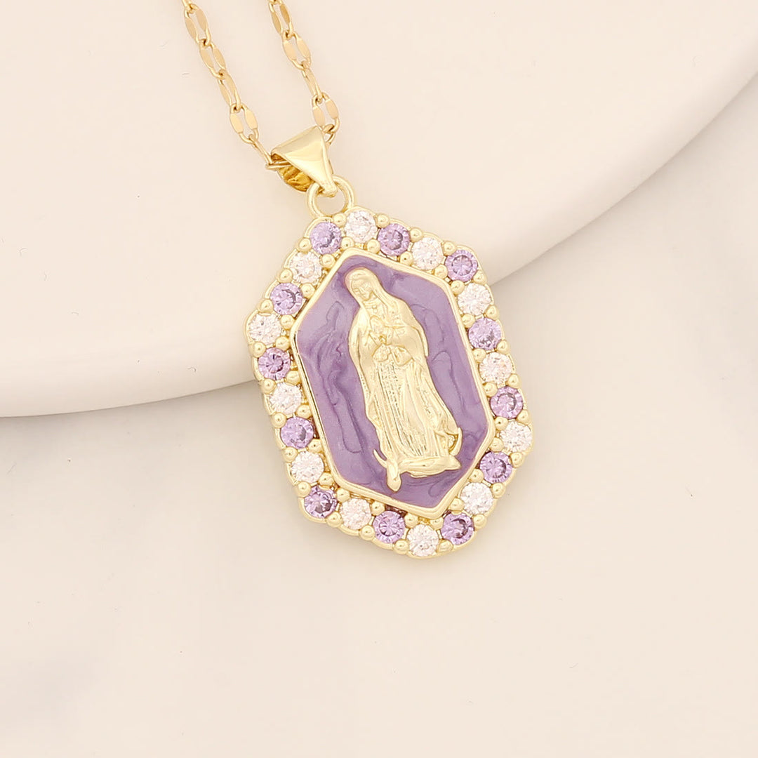 Christianartworkshop Collana squisita con zirconi microintarsiati della Beata Maria - Viola - image 8