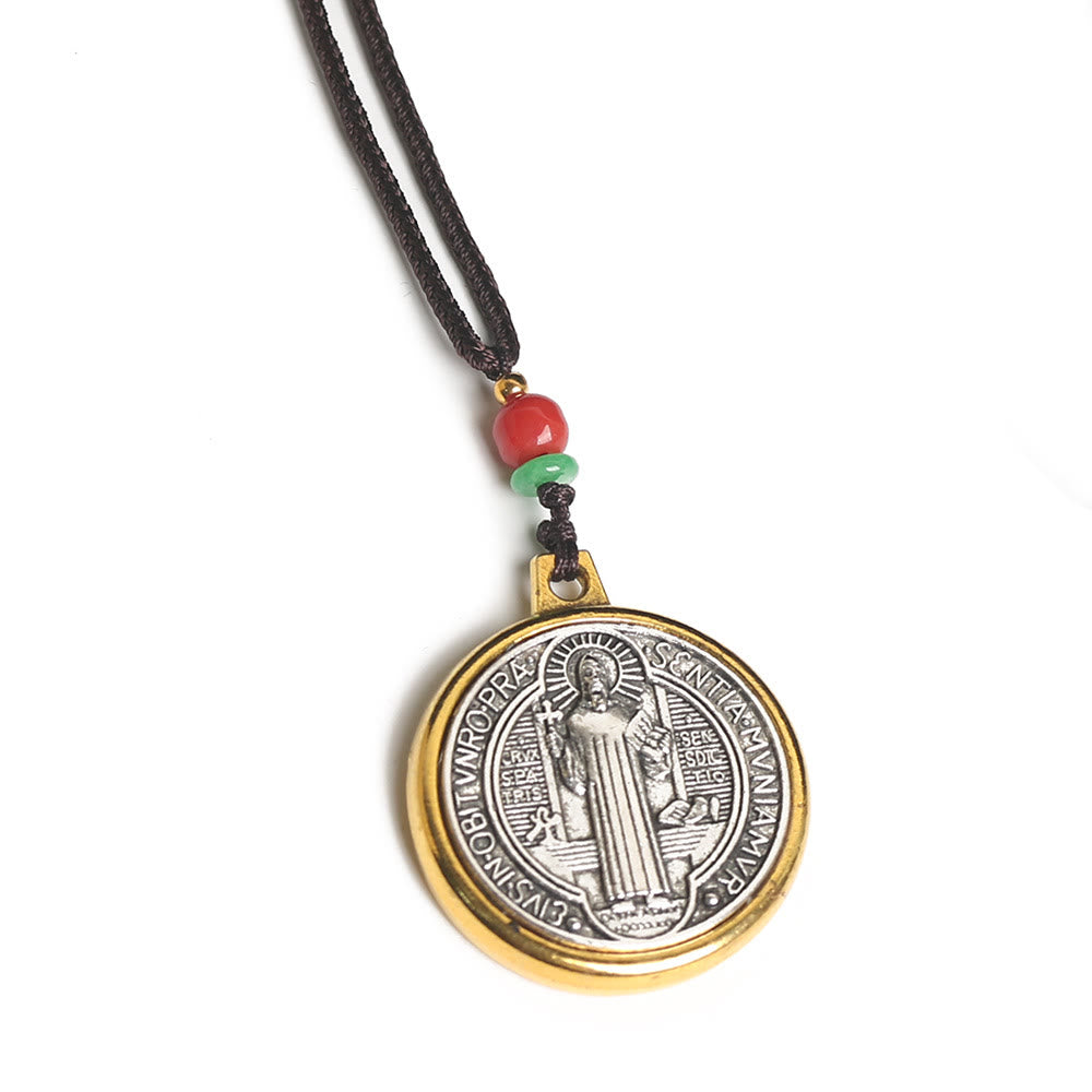Christianartworkshop Collana classica con medaglione di San Benedetto e amuleto - image 1