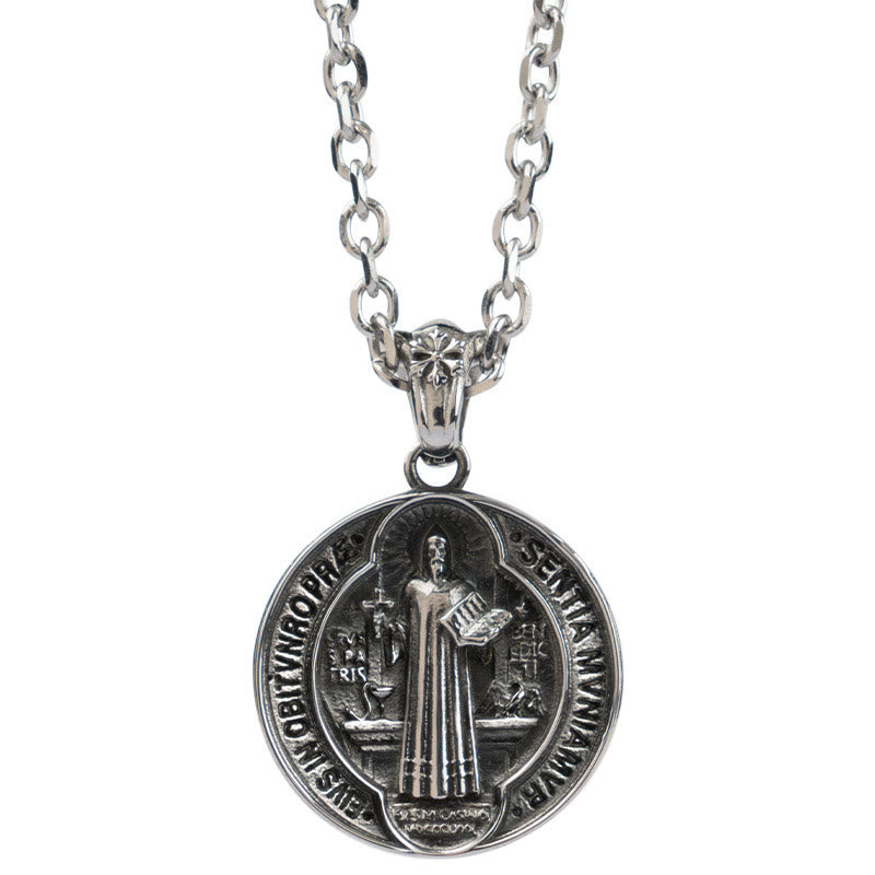 Collana in lega con benedizione della casa di San Benedetto Christianartworkshop - image 5