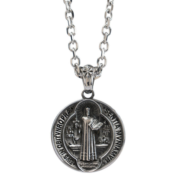 Collana in lega con benedizione della casa di San Benedetto Christianartworkshop - image 5