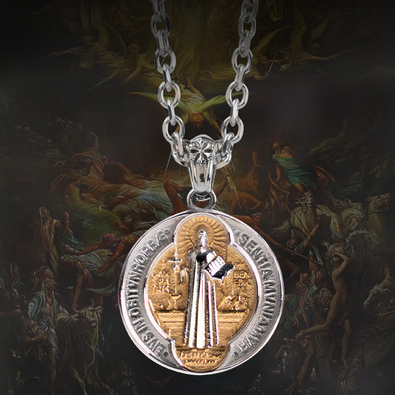 Collana in lega con benedizione della casa di San Benedetto Christianartworkshop - image 2