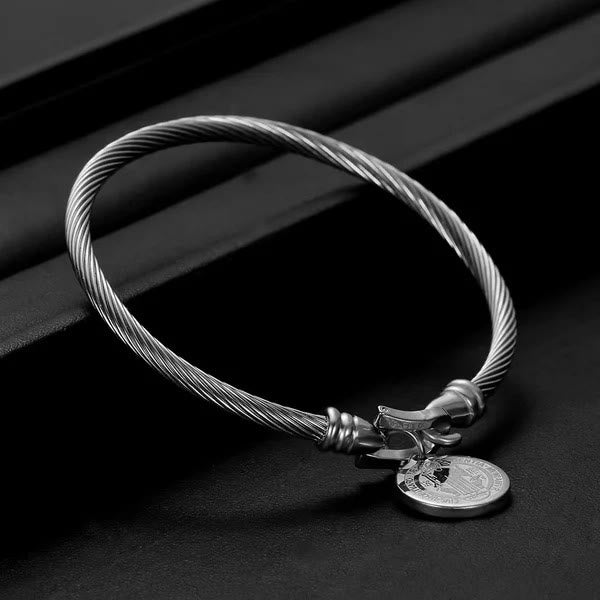 Christianartworkshop Bracciale rigido con cavo intrecciato di San Benedetto - image 5