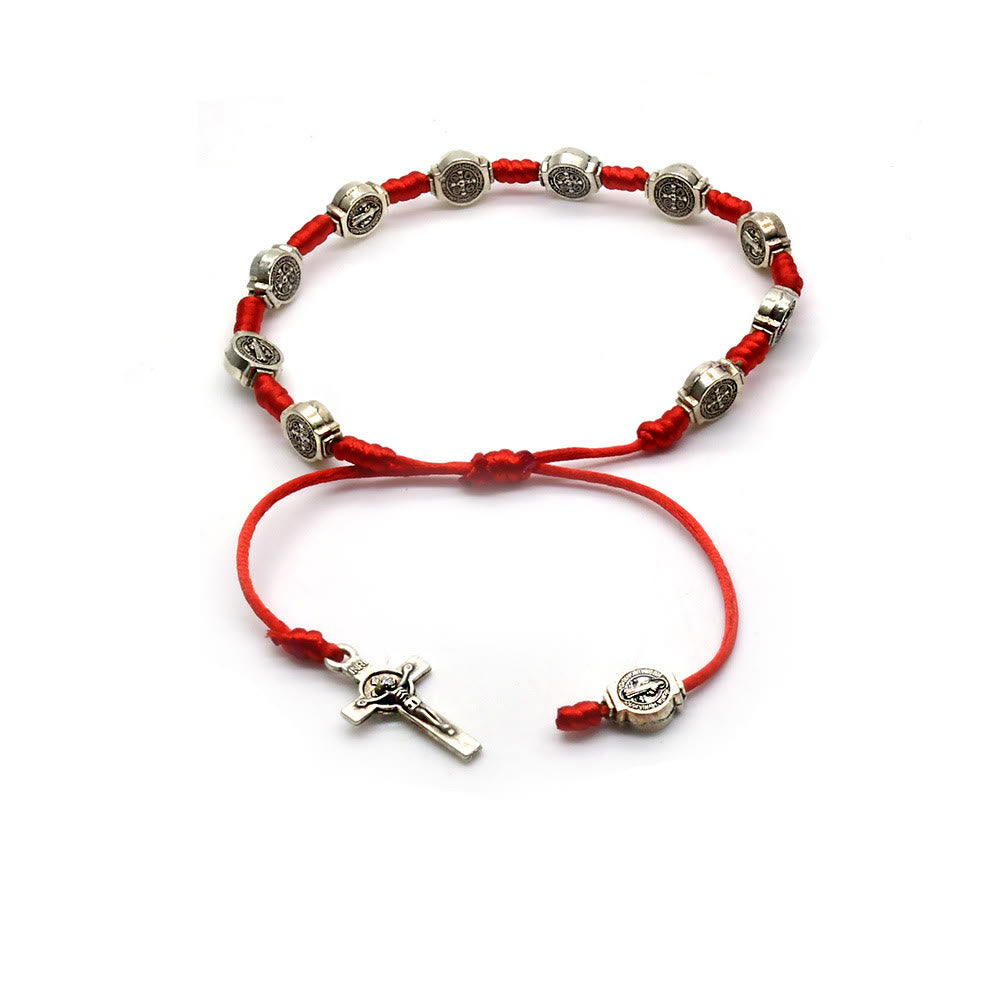 Christianartworkshop Bracciale amuleto con corda rossa annodata di San Benedetto - image 2
