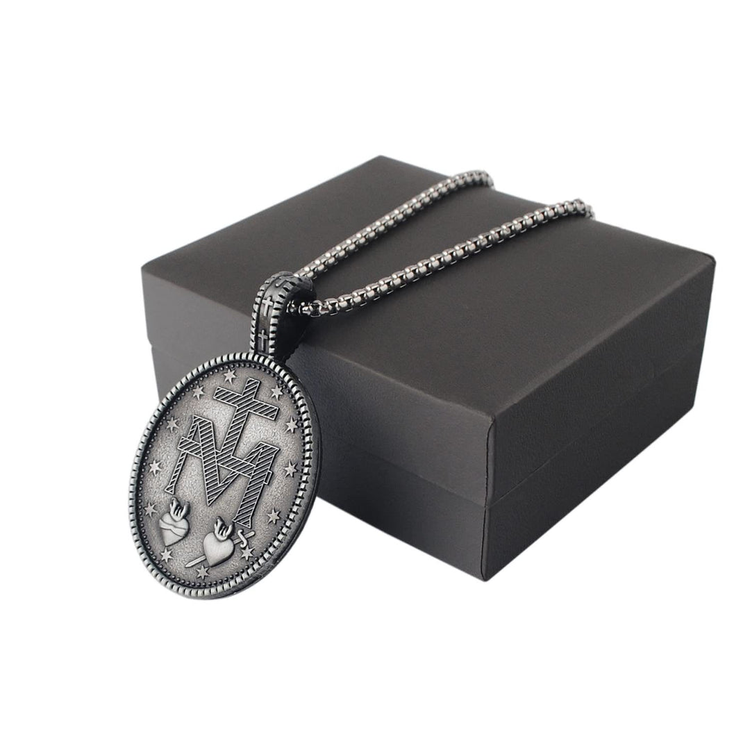 Collana con ciondolo a medaglione della Vergine Maria miracolosa Christianartworkshop - image 3