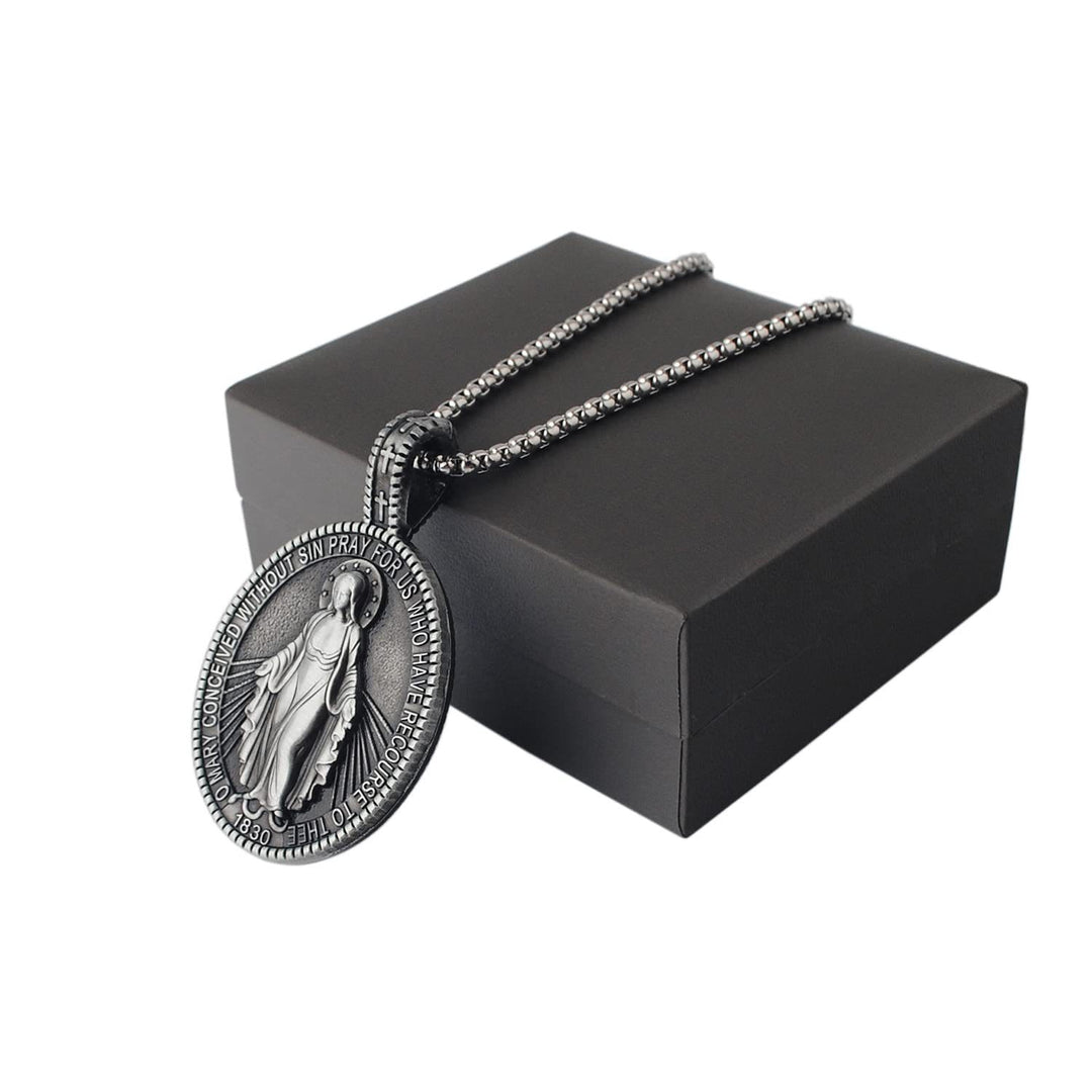 Collana con ciondolo a medaglione della Vergine Maria miracolosa Christianartworkshop - image 2