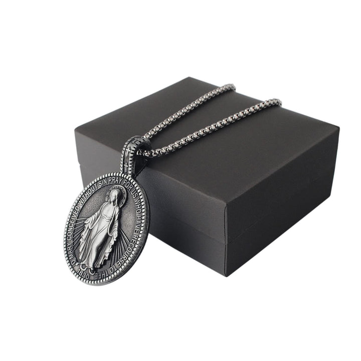 Collana con ciondolo a medaglione della Vergine Maria miracolosa Christianartworkshop - image 2