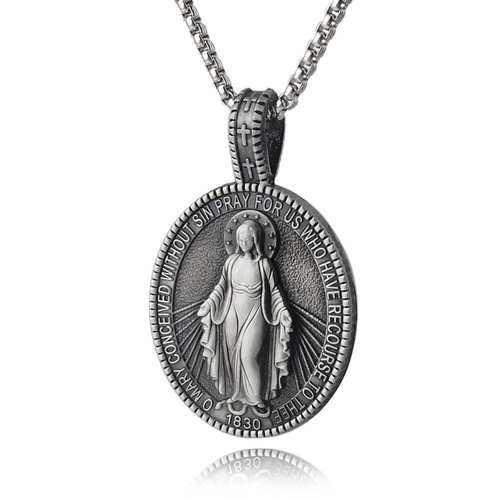 Christianartworkshop Collana con ciondolo a forma di medaglione della Vergine Maria miracolosa - Argento - image 0