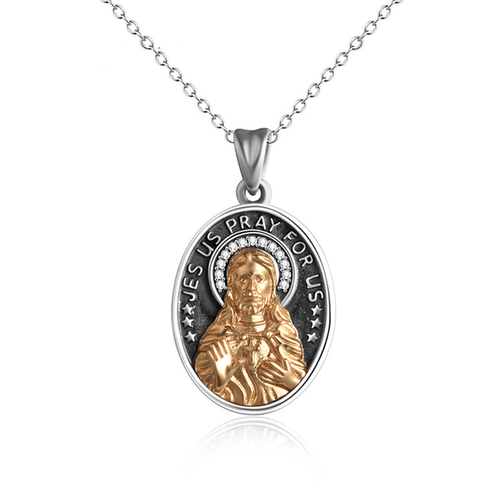 Collana con Sacro Cuore di Gesù in argento sterling 925 e zirconi Christianartworkshop - Argento - image 0