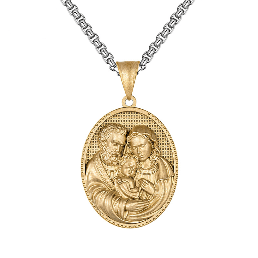 Christianartworkshop Collana con medaglia della Sacra Famiglia di Giuseppe Maria Gesù - D'oro - image 0