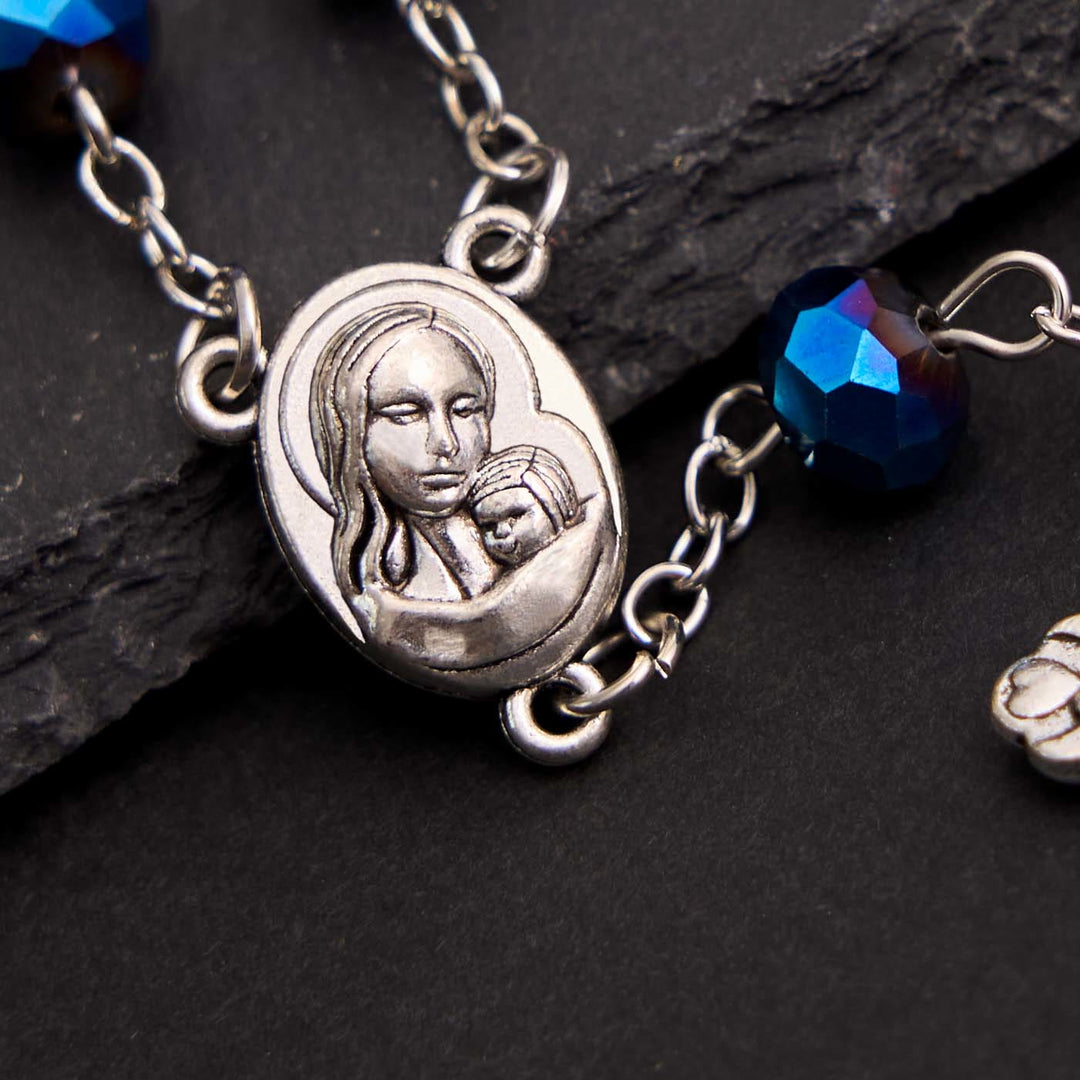 Bracciale rosario con pietra preziosa di cristallo blu della Vergine Maria - image 1