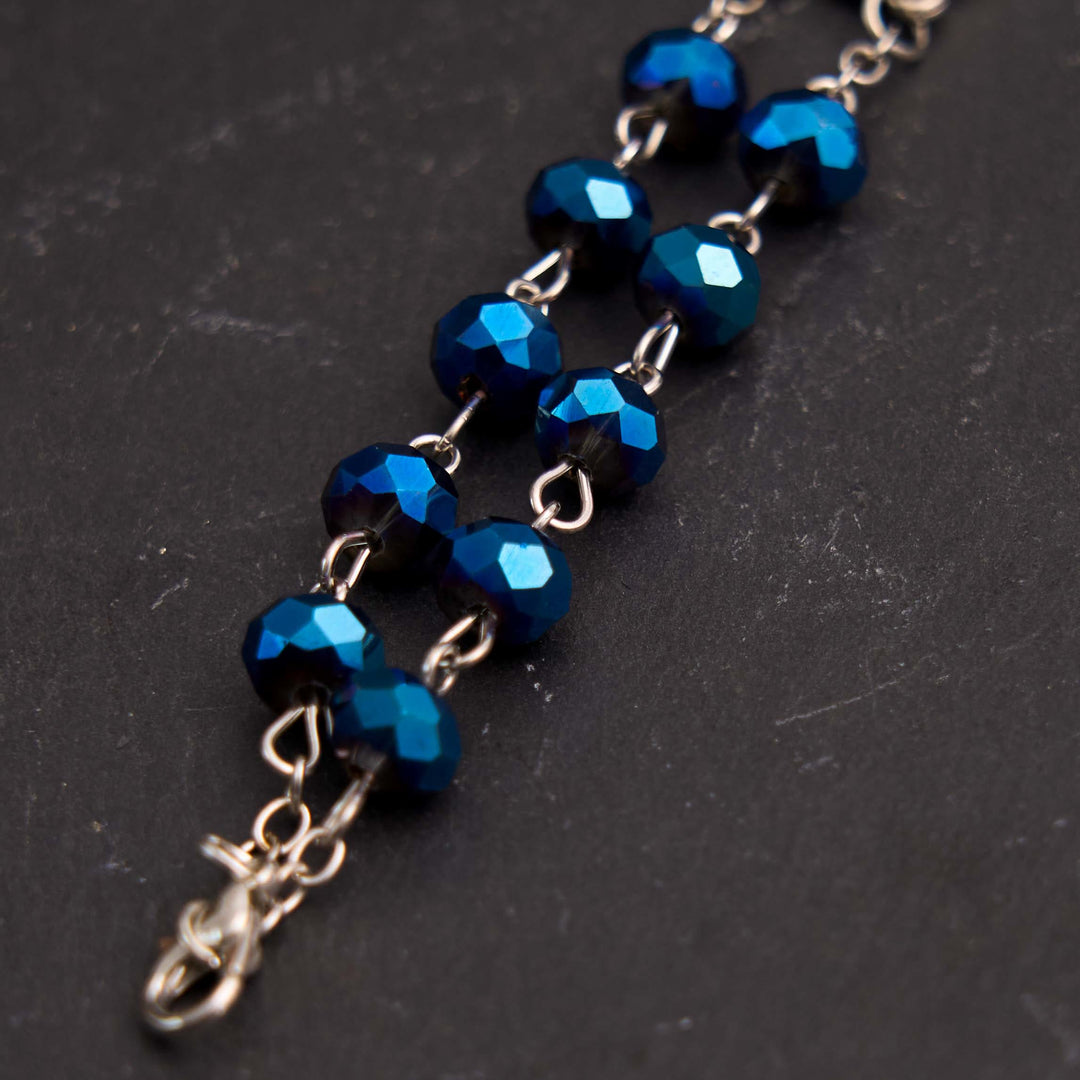 Bracciale rosario con pietra preziosa di cristallo blu della Vergine Maria - image 3