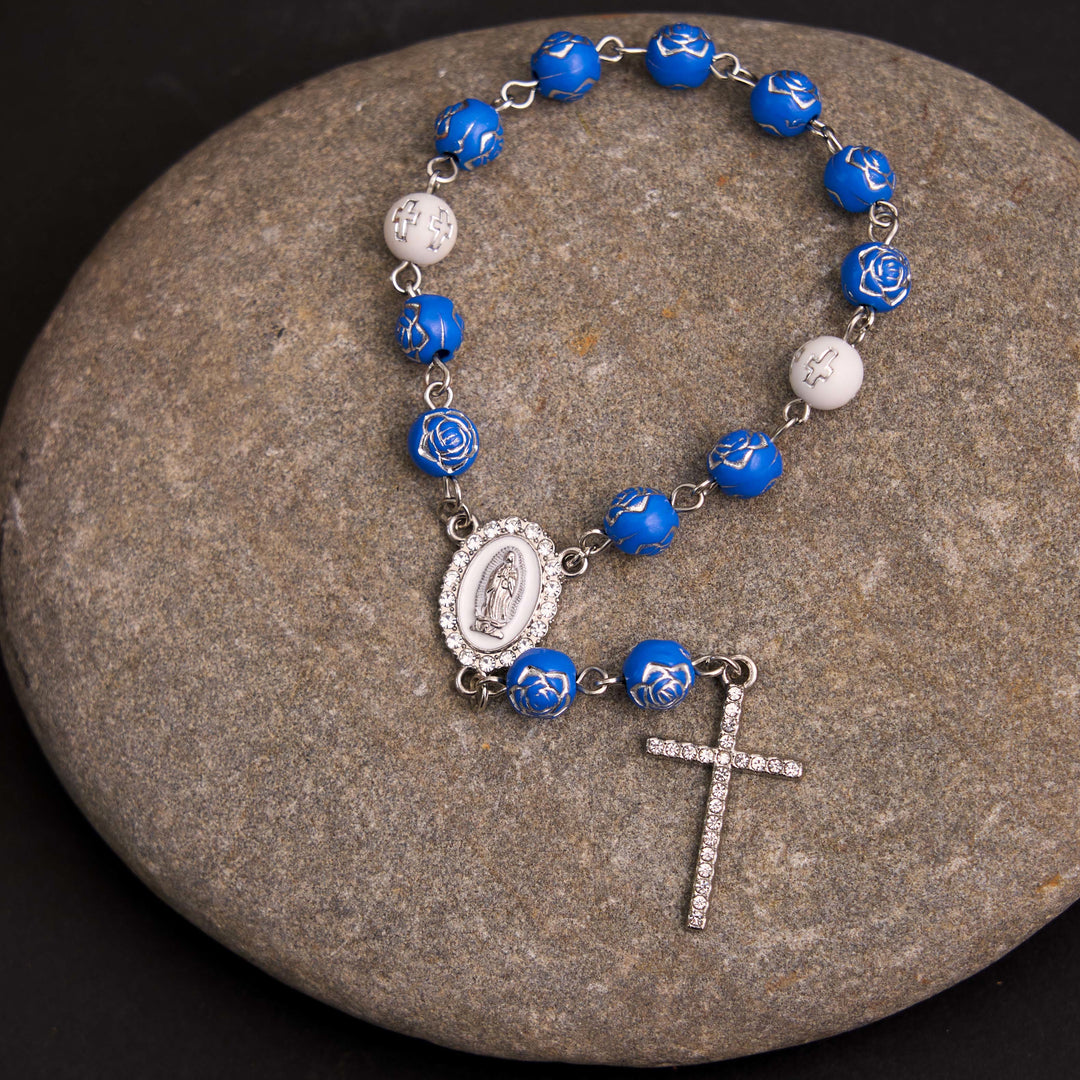 Bracciale rosario con croce della Madonna di Guadalupe - Blu - image 4