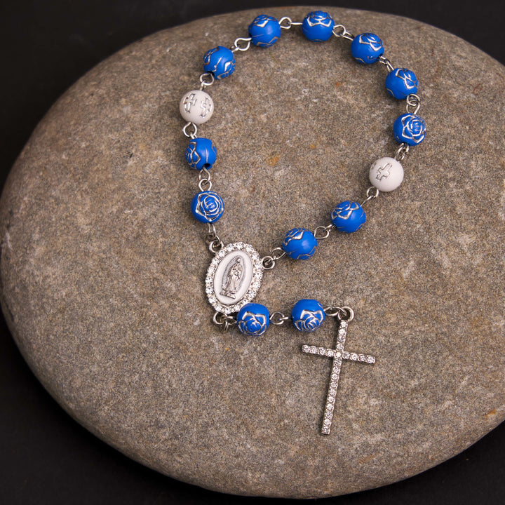 Bracciale rosario con croce della Madonna di Guadalupe - Blu - image 4