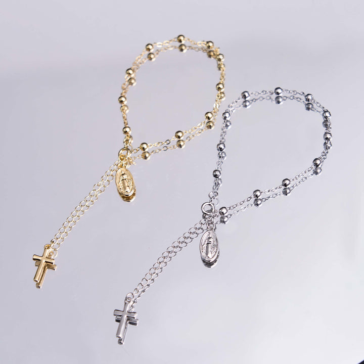 Braccialetto casual semplice regolabile con medaglia e croce della Vergine Maria Christianartworkshop - image 1
