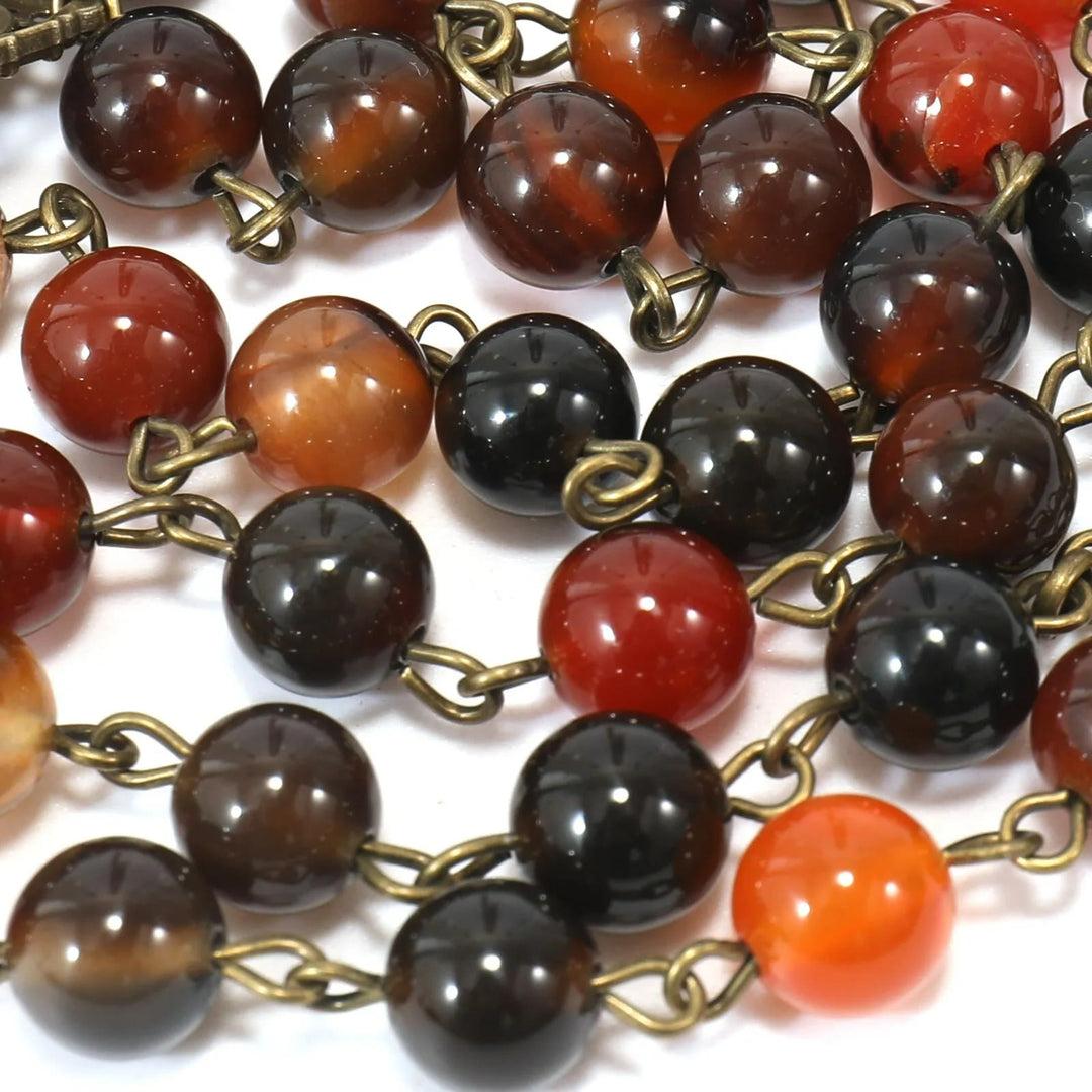 Rosario retrò in pietra di agata della Vergine Maria dei Sette Dolori - image 4