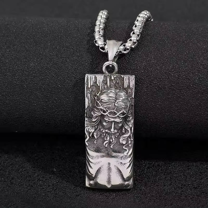Christianartworkshop Collana religiosa con amuleto scudo di Gesù - Argento - image 0