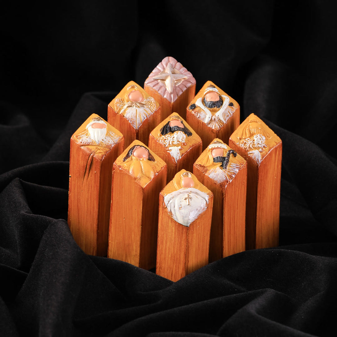 Christianartworkshop Set di 9 statuette a colonna della Natività del Paradiso - 9 pezzi/set - image 0