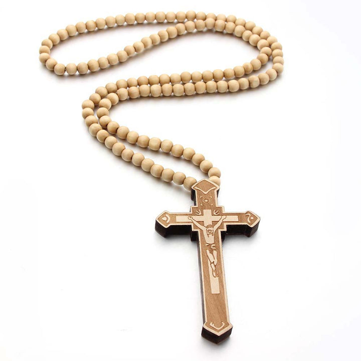 Christianartworkshop Collana di legno con croce di Gesù - image 5