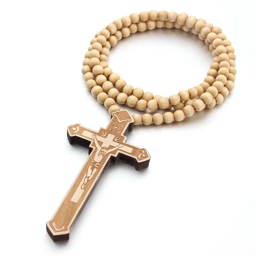 Christianartworkshop Collana di legno con croce di Gesù - image 1