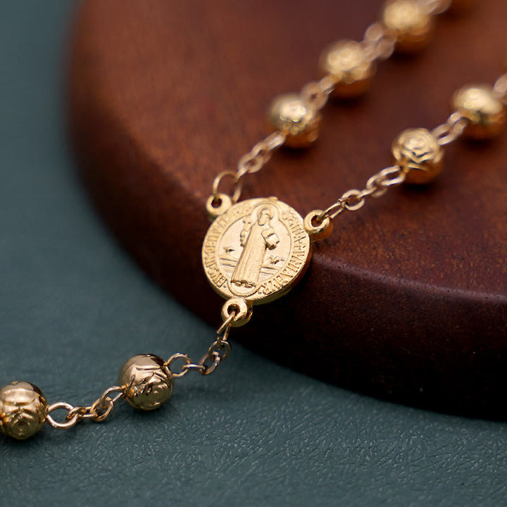 ChristianartworkshopRosario classico dorato di San Benedetto - image 4