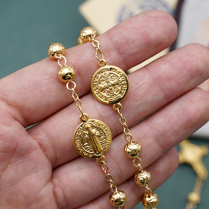 ChristianartworkshopRosario classico dorato di San Benedetto - image 5