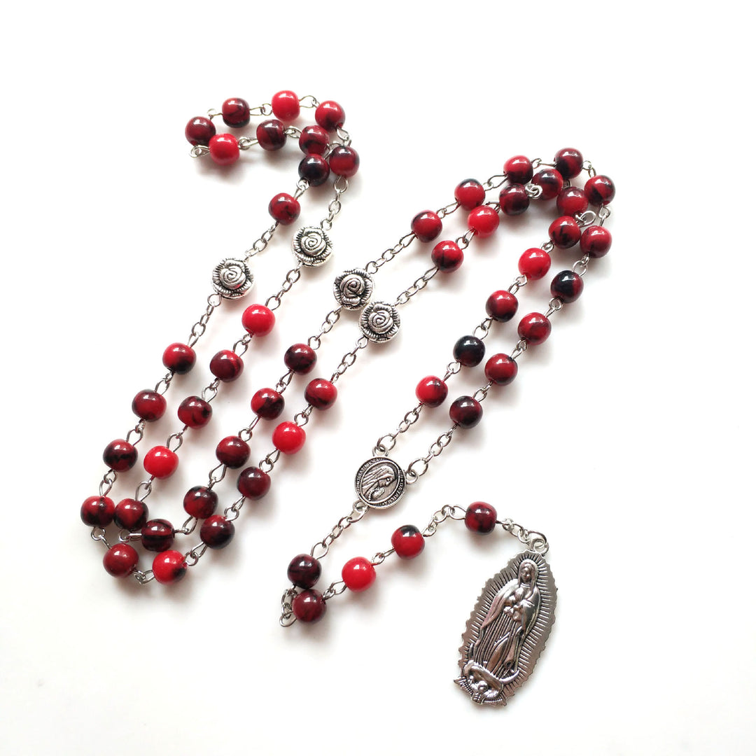 Christianartworkshop Rosario con catena in lega acrilica multicolore rotonda da 8 mm per la Madonna di Fátima e la Madonna di Guadalupe - 🔥3 pezzi - image 0