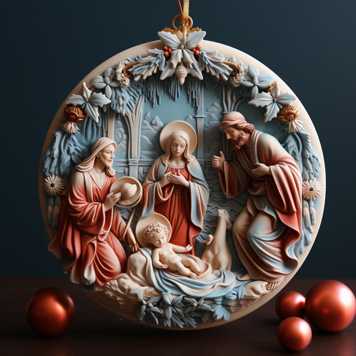 Christianartworkshop Decorazioni natalizie da appendere in stile retrò Natività A - Ceramica - image 0