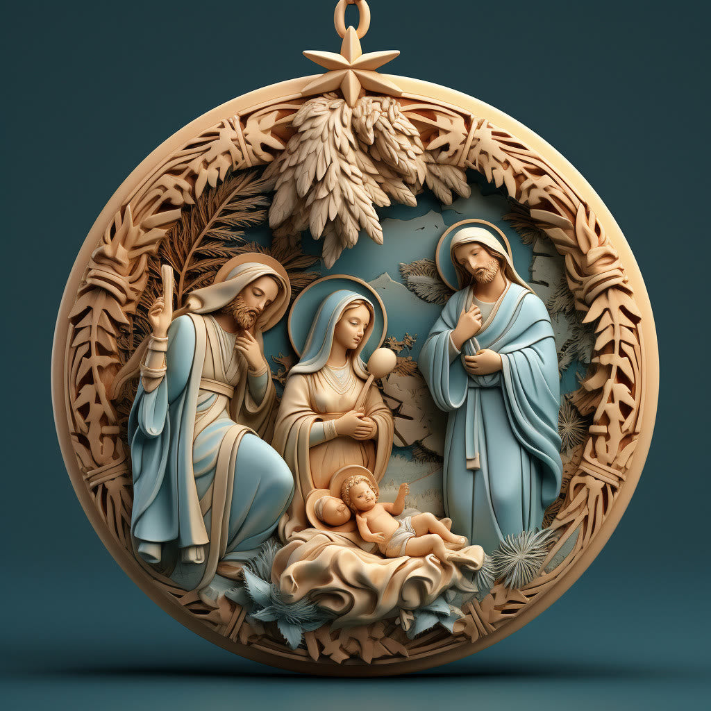 Christianartworkshop Decorazioni natalizie da appendere in stile retrò Natività B - image 5