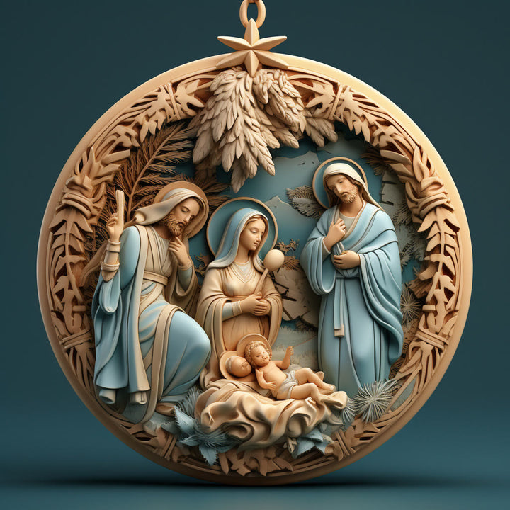 Christianartworkshop Decorazioni natalizie da appendere in stile retrò Natività B - image 5
