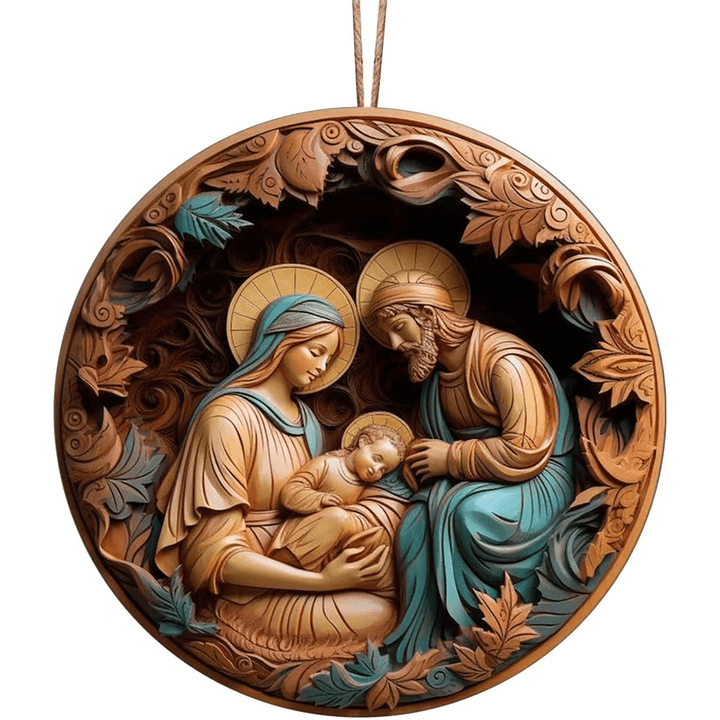Christianartworkshop Retro Natività Decorazioni Natalizie da Appendere B - image 5