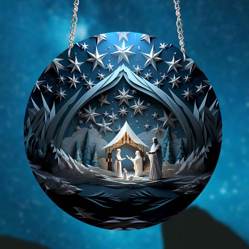 Christianartworkshop Serie Blu 10 Stili Natività Decorazioni Festive Ornamenti Sospesi A - Presepe - image 0