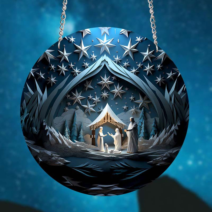 Christianartworkshop Serie Blu 10 Stili Natività Decorazioni Festive Ornamenti Sospesi A - Presepe - image 0