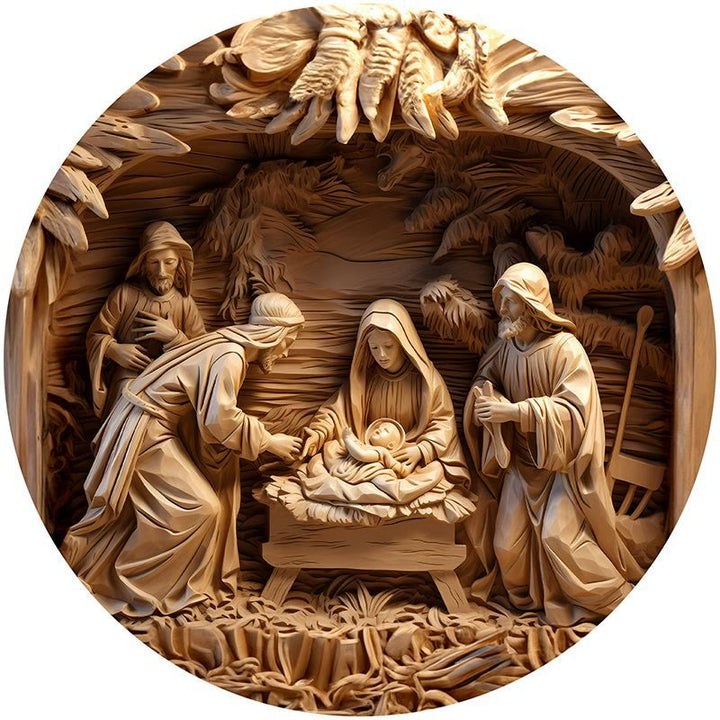 Christianartworkshop Serie Marrone 8 Stili Cristo Natività Decorazioni Festive Ornamenti Sospesi B - Presepe - image 0