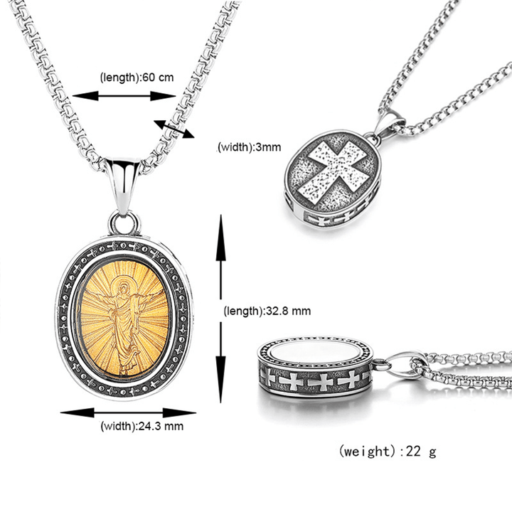 Christianartworkshop, la medaglia dorata di Cristo Santo, collana in titanio - image 12