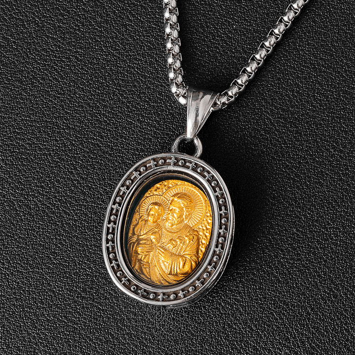 Christianartworkshop, la medaglia dorata di Cristo Santo, collana in titanio - Sant'Antonio - image 9