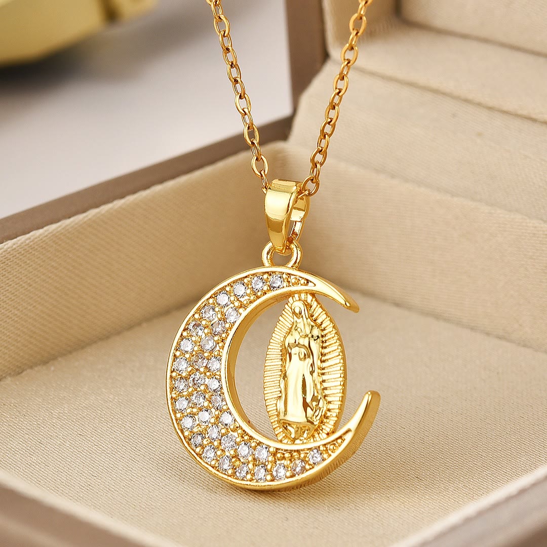 Christianartworkshopla collana d'oro della Luna Crescente di Nostra Signora di Guadalupe Maria - 🔥3 pezzi - image 0