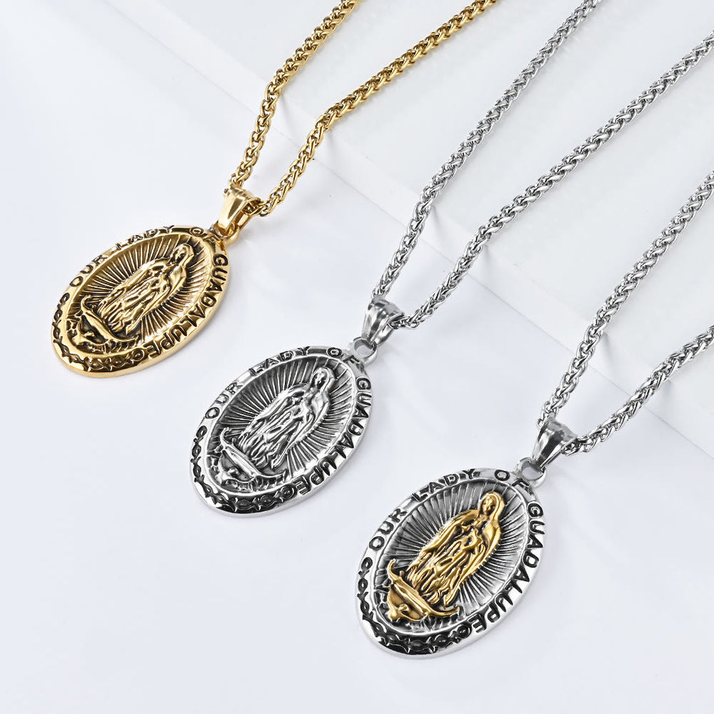 ChristianartworkshopCollana in acciaio inossidabile con la Madonna di Guadalupe in 3 colori - image 1