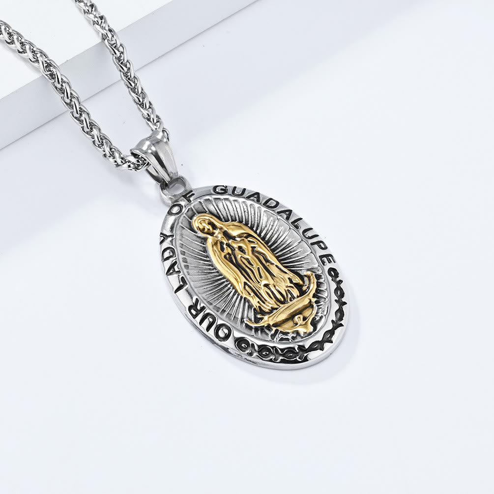 ChristianartworkshopCollana in acciaio inossidabile con la Madonna di Guadalupe in 3 colori - Argento-oro - image 0