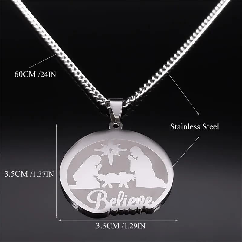 Collana con ciondolo a forma di Natività in argento Christianartworkshop , regalo di Natale - image 4
