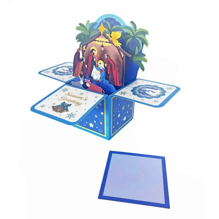 Biglietto di auguri con messaggio di benedizione in carta 3D per la natività di Gesù nato - image 2