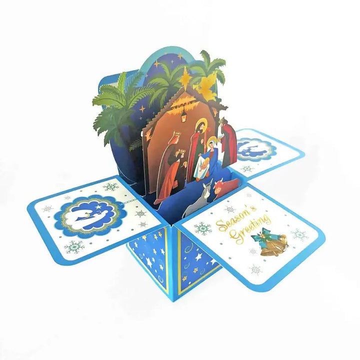 Biglietto di auguri con messaggio di benedizione in carta 3D per la natività di Gesù nato - Natività - image 0