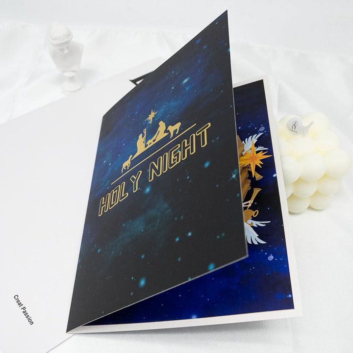 Biglietto di auguri con messaggio di benedizione in carta 3D per la Natività della Notte Santa - image 3